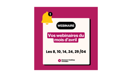 Cette image annonce les dates des webinaires d'avril 